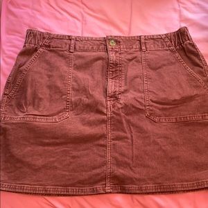 AW High-Waisted Corduroy A-Line Skirt in Berry